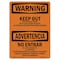 Signmission Safety Sign, OSHA WARNING, 3.5" Height, 5" Width, Keep Out Voltage Injury Death Bilingual, Landscape OS-WS-D-35-L-12659 - alternate 1